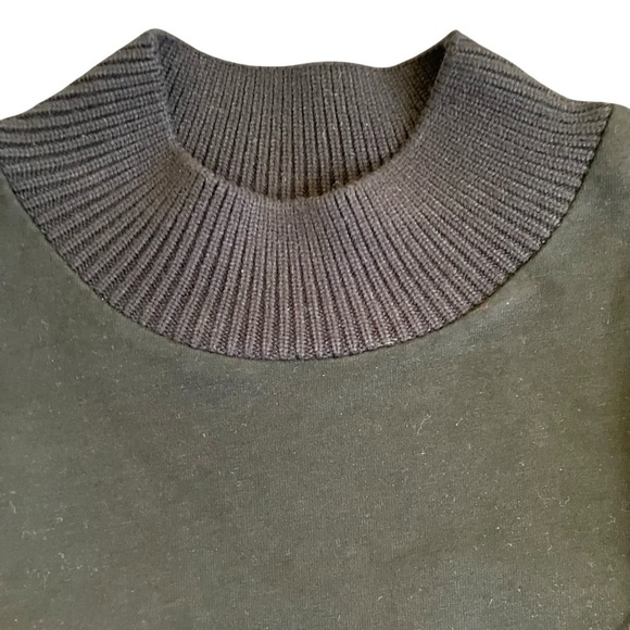 Anthropologie Dolan Boho Fringed Knit Sweater Mock Neck Puff Sleeves Black XXS - Picture 7 of 16